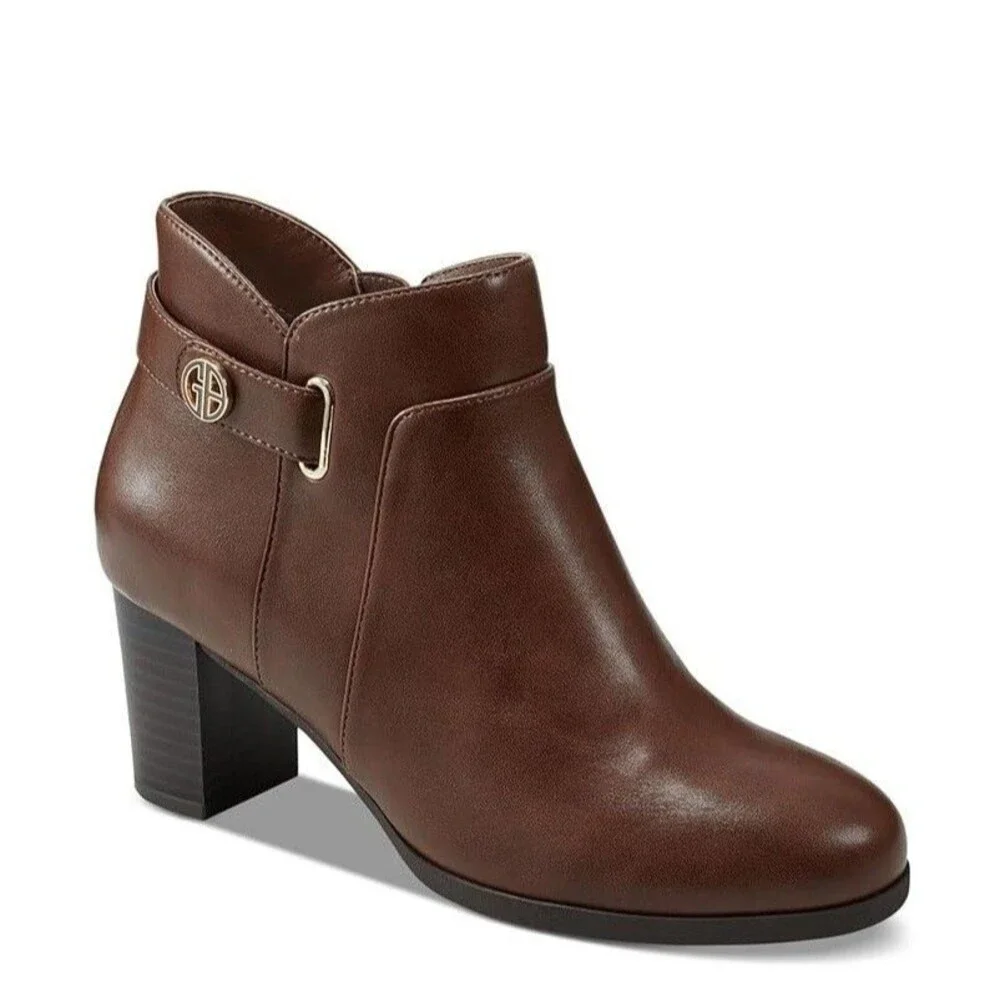 Giani Bernini Womens 8 M Mocha Artemyss Faux Leather High Heel Booties NIB QV1